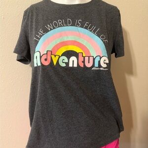 Eddie Bauer Kids Dark Gray Adventure Tee with Rainbow